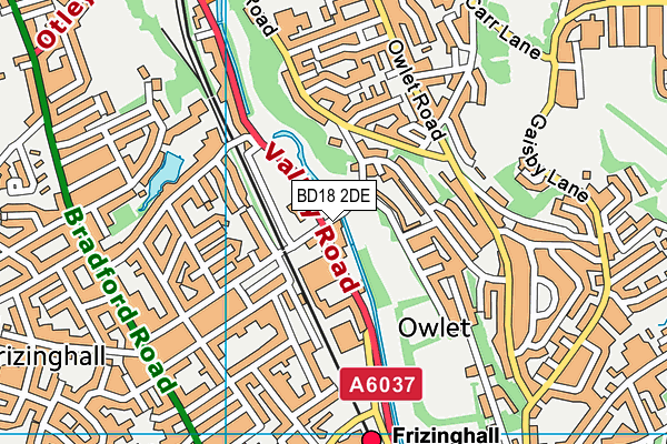 BD18 2DE map - OS VectorMap District (Ordnance Survey) BD18 2DE map - OS VectorMap District (Ordnance Survey)