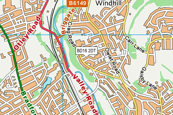 BD18 2DT map - OS VectorMap District (Ordnance Survey) BD18 2DT map - OS VectorMap District (Ordnance Survey)
