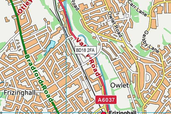 BD18 2FA map - OS VectorMap District (Ordnance Survey) BD18 2FA map - OS VectorMap District (Ordnance Survey)