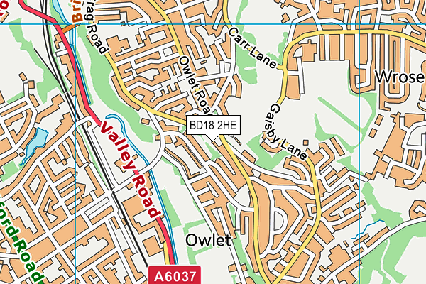 BD18 2HE map - OS VectorMap District (Ordnance Survey) BD18 2HE map - OS VectorMap District (Ordnance Survey)