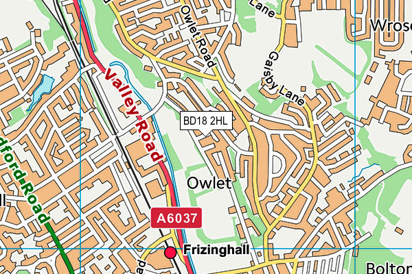 BD18 2HL map - OS VectorMap District (Ordnance Survey) BD18 2HL map - OS VectorMap District (Ordnance Survey)