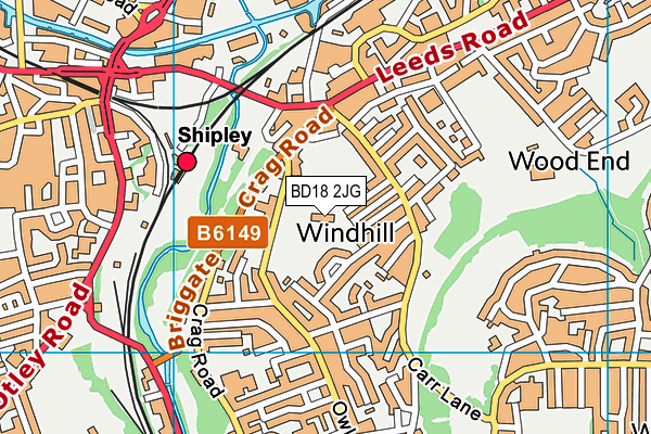BD18 2JG map - OS VectorMap District (Ordnance Survey) BD18 2JG map - OS VectorMap District (Ordnance Survey)