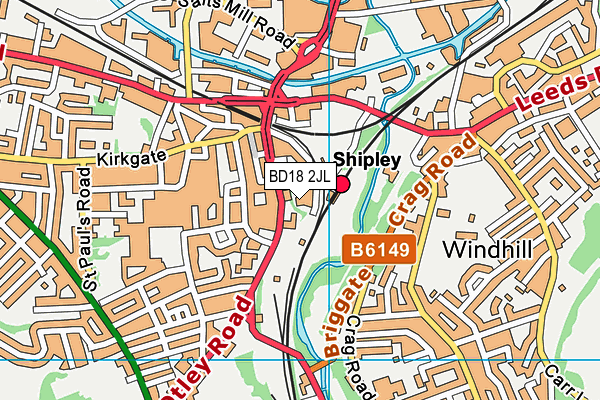 BD18 2JL map - OS VectorMap District (Ordnance Survey) BD18 2JL map - OS VectorMap District (Ordnance Survey)
