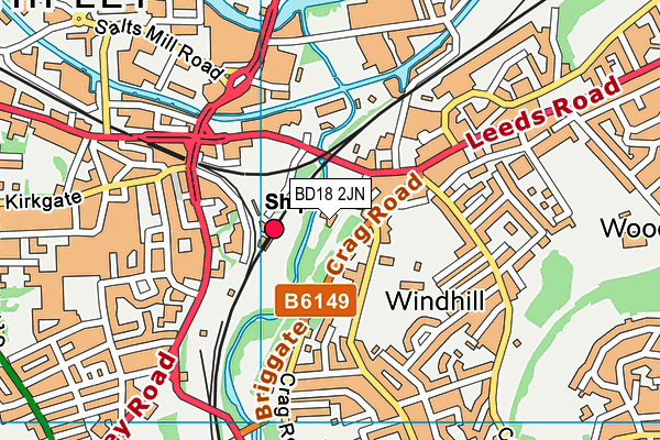 BD18 2JN map - OS VectorMap District (Ordnance Survey) BD18 2JN map - OS VectorMap District (Ordnance Survey)