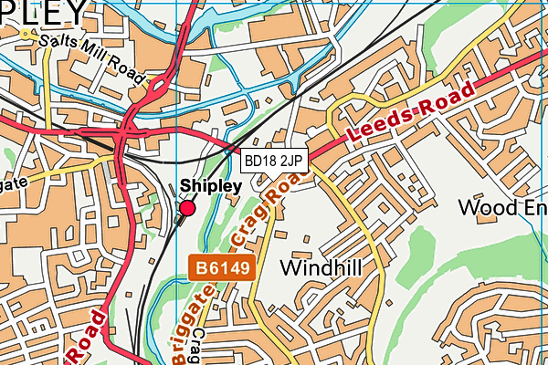 BD18 2JP map - OS VectorMap District (Ordnance Survey) BD18 2JP map - OS VectorMap District (Ordnance Survey)