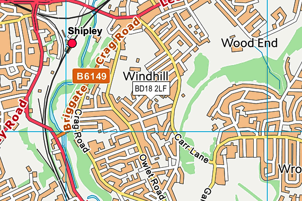 BD18 2LF map - OS VectorMap District (Ordnance Survey) BD18 2LF map - OS VectorMap District (Ordnance Survey)
