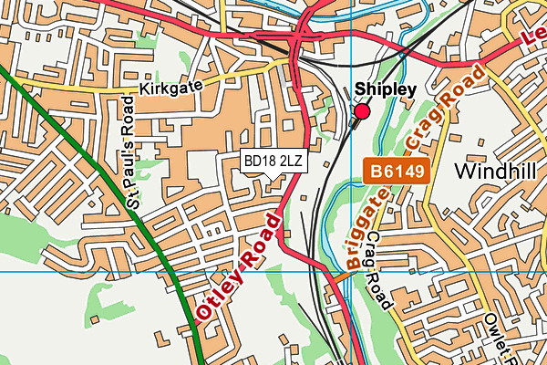 BD18 2LZ map - OS VectorMap District (Ordnance Survey) BD18 2LZ map - OS VectorMap District (Ordnance Survey)