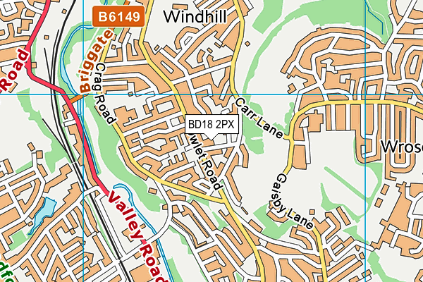 BD18 2PX map - OS VectorMap District (Ordnance Survey) BD18 2PX map - OS VectorMap District (Ordnance Survey)