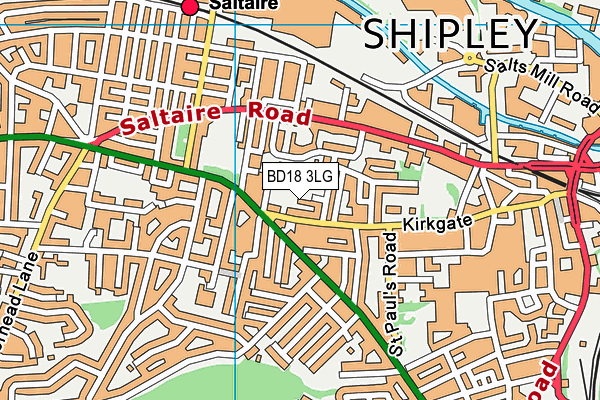BD18 3LG map - OS VectorMap District (Ordnance Survey) BD18 3LG map - OS VectorMap District (Ordnance Survey)