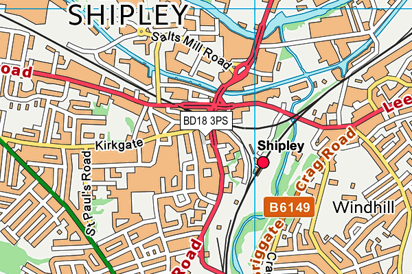 BD18 3PS map - OS VectorMap District (Ordnance Survey)