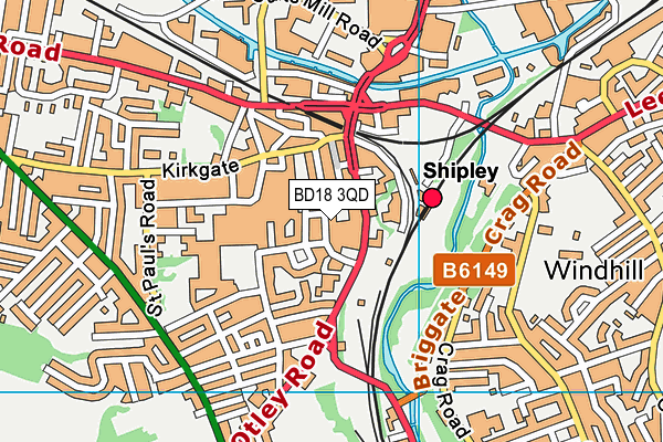 BD18 3QD map - OS VectorMap District (Ordnance Survey) BD18 3QD map - OS VectorMap District (Ordnance Survey)