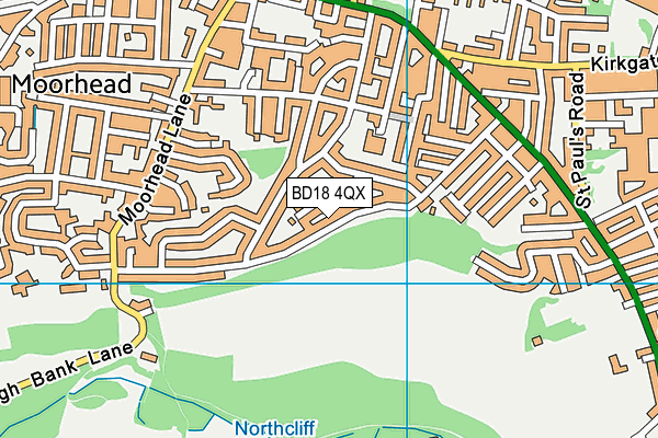 BD18 4QX map - OS VectorMap District (Ordnance Survey)