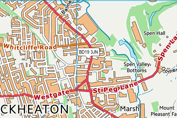 BD19 3JN map - OS VectorMap District (Ordnance Survey)
