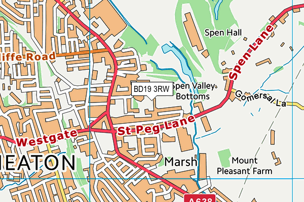 BD19 3RW map - OS VectorMap District (Ordnance Survey)