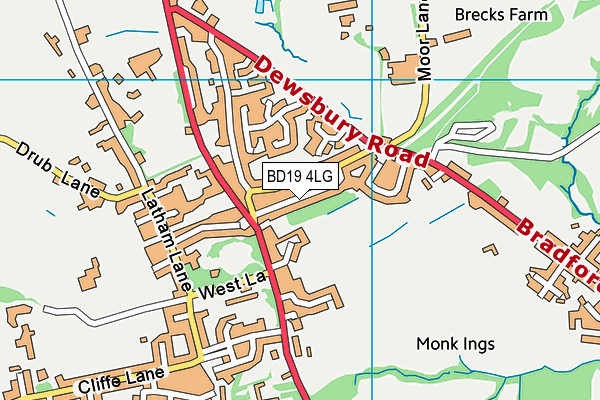 BD19 4LG map - OS VectorMap District (Ordnance Survey) BD19 4LG map - OS VectorMap District (Ordnance Survey)