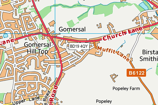 BD19 4QY map - OS VectorMap District (Ordnance Survey) BD19 4QY map - OS VectorMap District (Ordnance Survey)