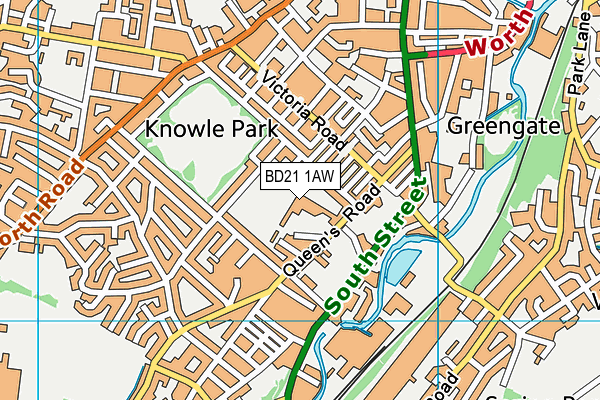 BD21 1AW map - OS VectorMap District (Ordnance Survey)
