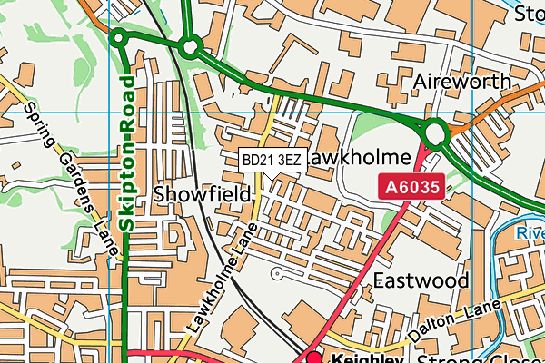 BD21 3EZ map - OS VectorMap District (Ordnance Survey)