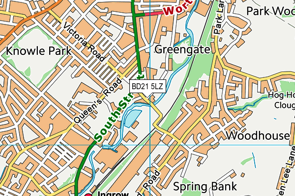 BD21 5LZ map - OS VectorMap District (Ordnance Survey)