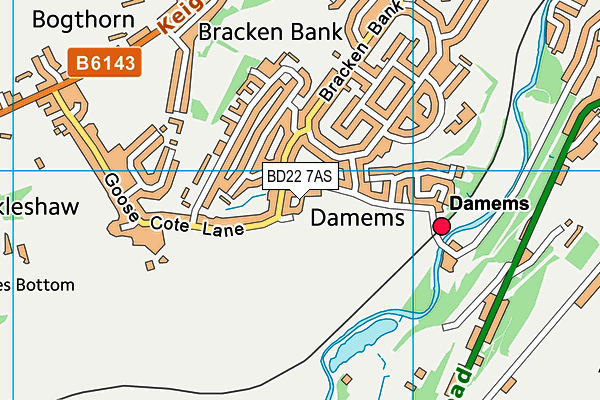 BD22 7AS map - OS VectorMap District (Ordnance Survey) BD22 7AS map - OS VectorMap District (Ordnance Survey)