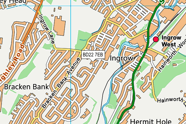 BD22 7EB map - OS VectorMap District (Ordnance Survey) BD22 7EB map - OS VectorMap District (Ordnance Survey)