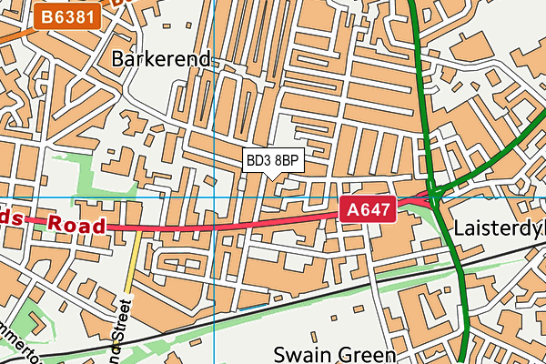 BD3 8BP map - OS VectorMap District (Ordnance Survey) BD3 8BP map - OS VectorMap District (Ordnance Survey)