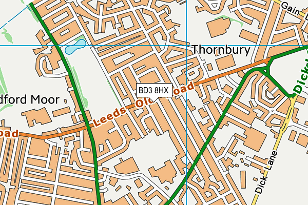 BD3 8HX map - OS VectorMap District (Ordnance Survey) BD3 8HX map - OS VectorMap District (Ordnance Survey)