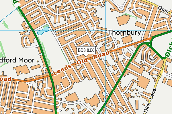 BD3 8JX map - OS VectorMap District (Ordnance Survey) BD3 8JX map - OS VectorMap District (Ordnance Survey)