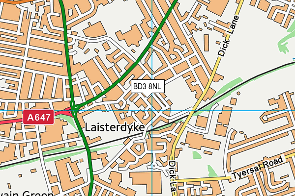 BD3 8NL map - OS VectorMap District (Ordnance Survey) BD3 8NL map - OS VectorMap District (Ordnance Survey)