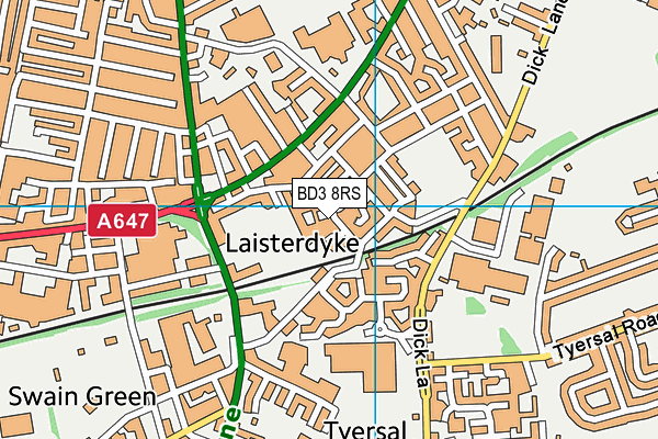BD3 8RS map - OS VectorMap District (Ordnance Survey) BD3 8RS map - OS VectorMap District (Ordnance Survey)