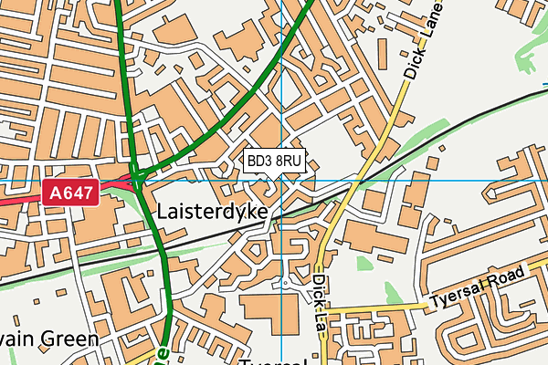BD3 8RU map - OS VectorMap District (Ordnance Survey) BD3 8RU map - OS VectorMap District (Ordnance Survey)