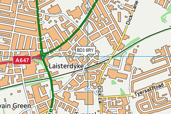 BD3 8RY map - OS VectorMap District (Ordnance Survey) BD3 8RY map - OS VectorMap District (Ordnance Survey)