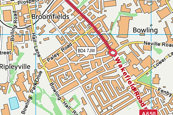 BD4 7JW map - OS VectorMap District (Ordnance Survey) BD4 7JW map - OS VectorMap District (Ordnance Survey)