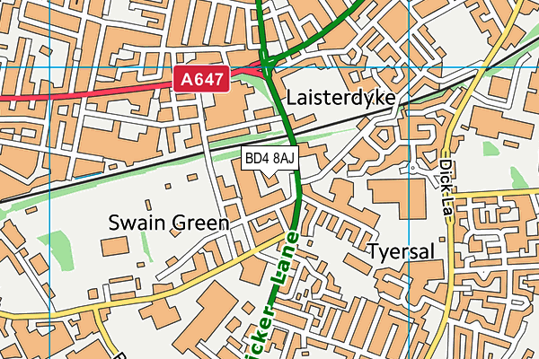 BD4 8AJ map - OS VectorMap District (Ordnance Survey) BD4 8AJ map - OS VectorMap District (Ordnance Survey)