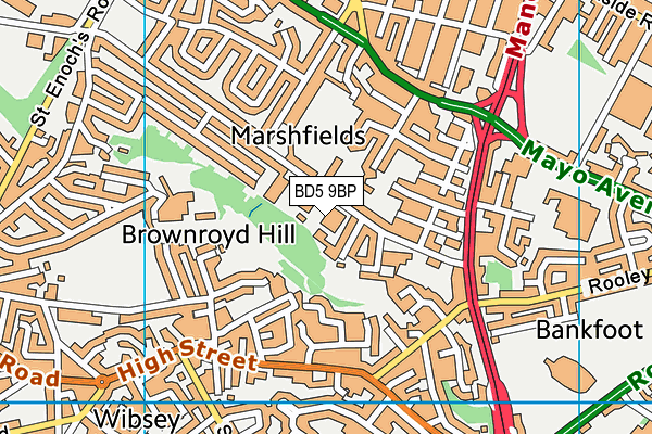 BD5 9BP map - OS VectorMap District (Ordnance Survey)
