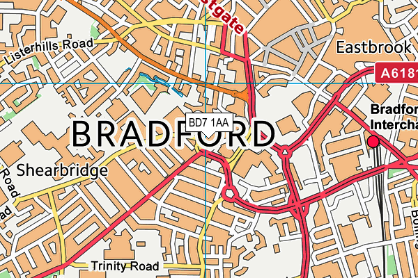 BD7 1AA map - OS VectorMap District (Ordnance Survey) BD7 1AA map - OS VectorMap District (Ordnance Survey)