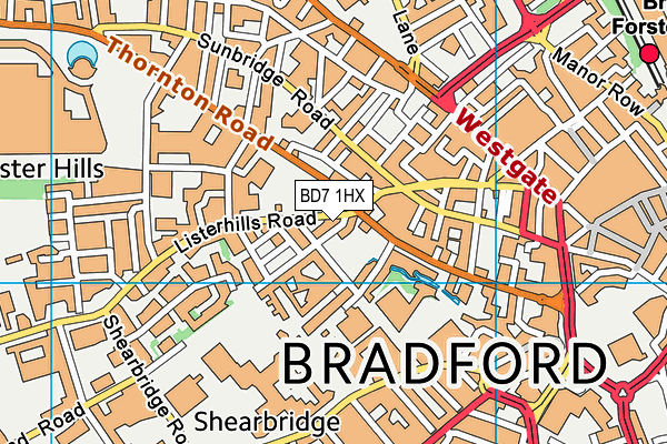 BD7 1HX map - OS VectorMap District (Ordnance Survey) BD7 1HX map - OS VectorMap District (Ordnance Survey)