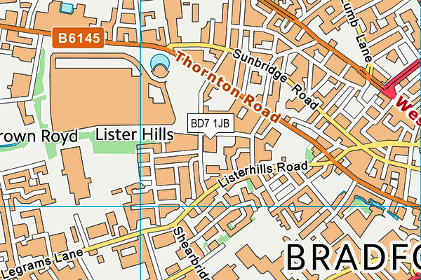 BD7 1JB map - OS VectorMap District (Ordnance Survey) BD7 1JB map - OS VectorMap District (Ordnance Survey)