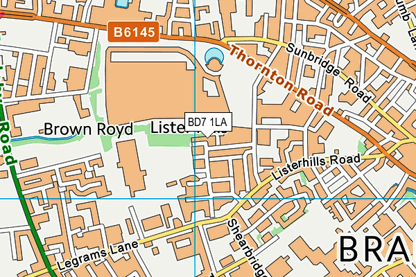 BD7 1LA map - OS VectorMap District (Ordnance Survey) BD7 1LA map - OS VectorMap District (Ordnance Survey)
