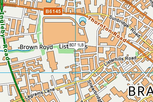 BD7 1LB map - OS VectorMap District (Ordnance Survey) BD7 1LB map - OS VectorMap District (Ordnance Survey)