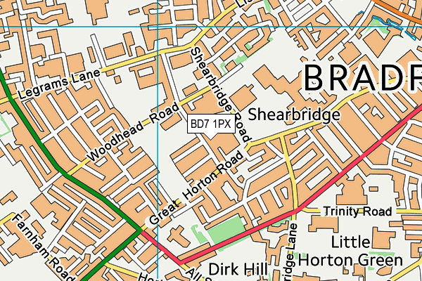 BD7 1PX map - OS VectorMap District (Ordnance Survey) BD7 1PX map - OS VectorMap District (Ordnance Survey)