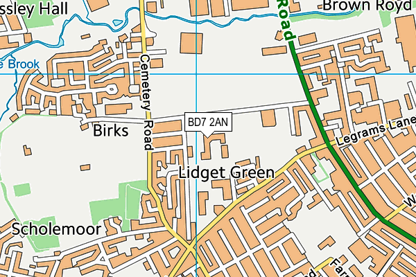 BD7 2AN map - OS VectorMap District (Ordnance Survey)