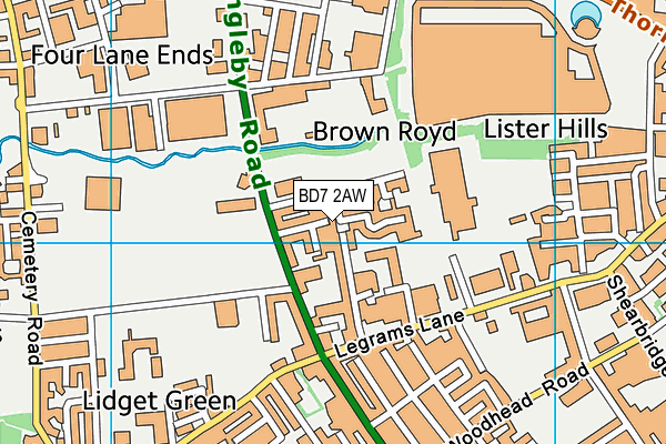 BD7 2AW map - OS VectorMap District (Ordnance Survey) BD7 2AW map - OS VectorMap District (Ordnance Survey)