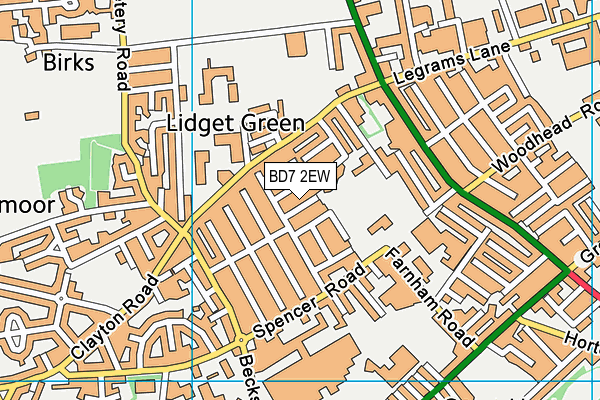 BD7 2EW map - OS VectorMap District (Ordnance Survey) BD7 2EW map - OS VectorMap District (Ordnance Survey)