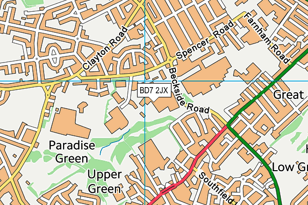 BD7 2JX map - OS VectorMap District (Ordnance Survey) BD7 2JX map - OS VectorMap District (Ordnance Survey)