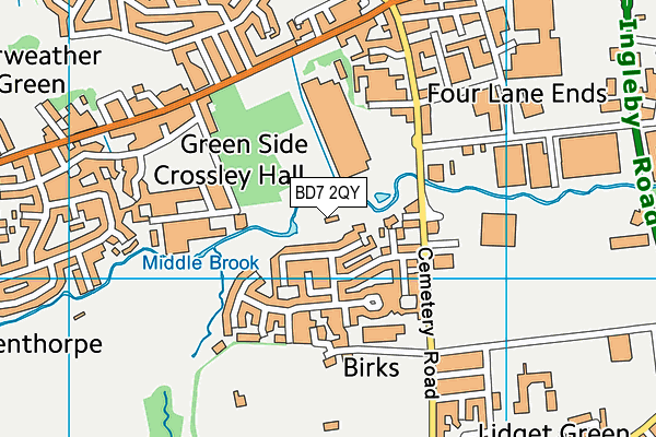 BD7 2QY map - OS VectorMap District (Ordnance Survey) BD7 2QY map - OS VectorMap District (Ordnance Survey)