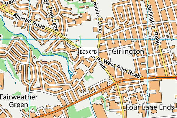 BD8 0FB map - OS VectorMap District (Ordnance Survey) BD8 0FB map - OS VectorMap District (Ordnance Survey)