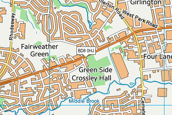 BD8 0HJ map - OS VectorMap District (Ordnance Survey) BD8 0HJ map - OS VectorMap District (Ordnance Survey)