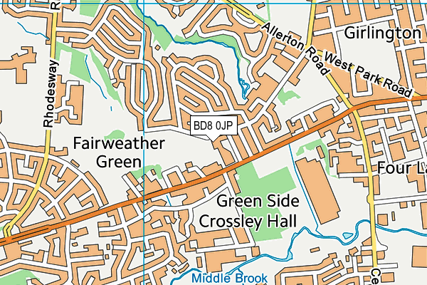BD8 0JP map - OS VectorMap District (Ordnance Survey)