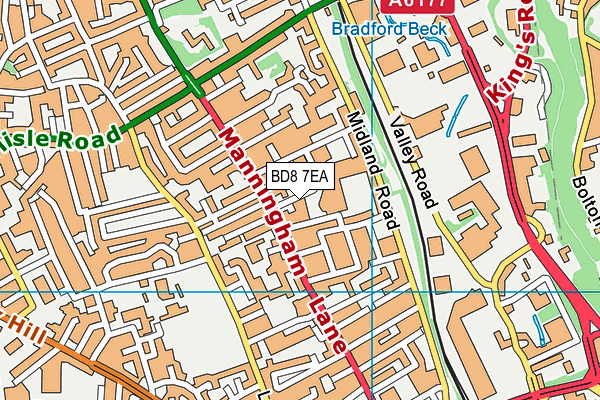 BD8 7EA map - OS VectorMap District (Ordnance Survey) BD8 7EA map - OS VectorMap District (Ordnance Survey)